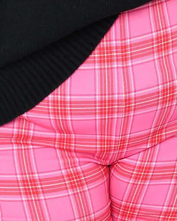 Unique Vintage Pink & Red Plaid Rizzo Cigarette Pants | Pink/Red Plaid
