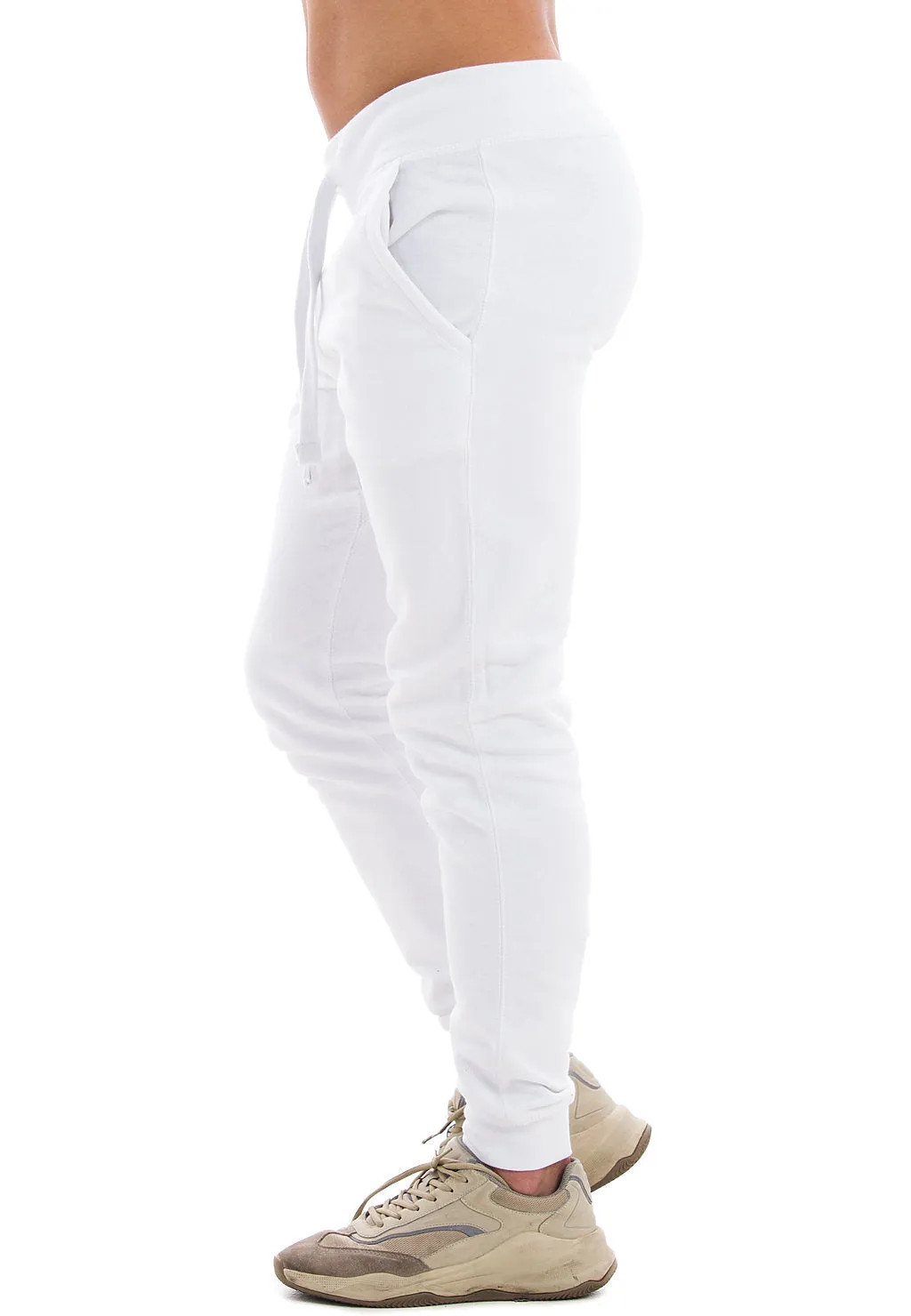 Venley Men's White Slim-Fit MADE IN USA Fleece Joggers