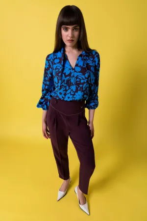 Waist Buttoned Pleated Trousers Mud
