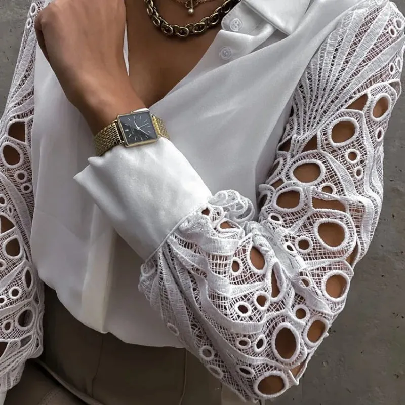 Women's Elegant Hollow Out Sleeve Blouse