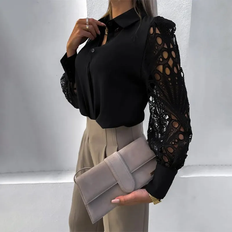 Women's Elegant Hollow Out Sleeve Blouse