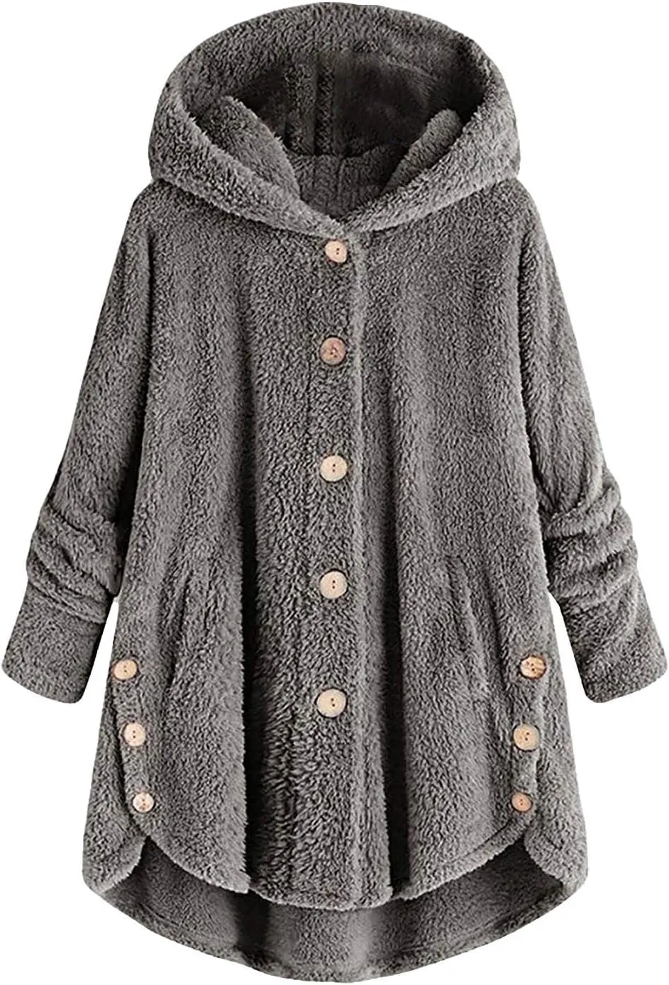 Womens Fleece Winter Coats Hooded Faux Shearling Shaggy Hoodies Long Sleeve Oversized Loose Thicken Warm Pullover Tops 2023