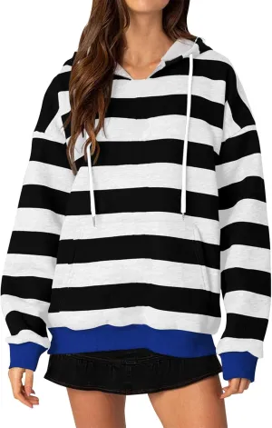 Womens Hoodies Long Sleeve Loose Sweatshirt Graphic Top Drawstring Pullover Hooded Hoodie Fall Outfits with Pocket
