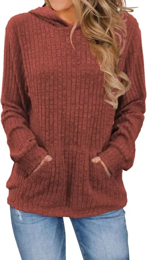 Womens Hoodies Oversized Long Sleeve Hooded Sweatshirts Casual Soild Color Pullover Tops 2024 Fashion