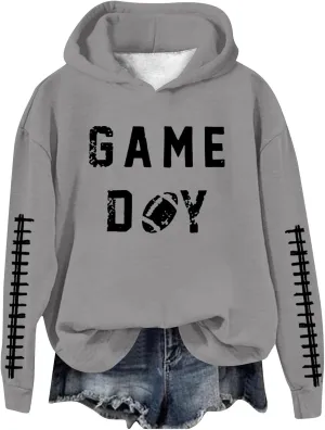 Womens Hoodies Oversized Sweatshirts Football Hoodies for Women Graphic Print Sunday Sports Long Sleeve Sweatshirts 2024 Fall Athletic Casual Pullover Top Today Only