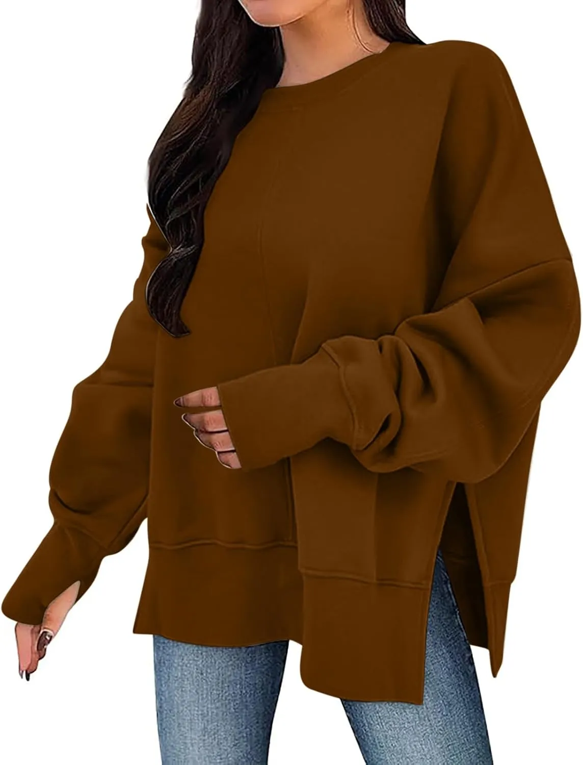 Womens Oversized Hoodies Fleece Thumb Hole Sweatshirts Long Sleeve Sweaters Pullover Fall Outfits with Pocket