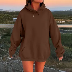 Womens Oversized Hoodies Long Sleeve Fleece Sweatshirts Drop Shoulder Pullover with Pocket 2024 Fall Y2k Clothes
