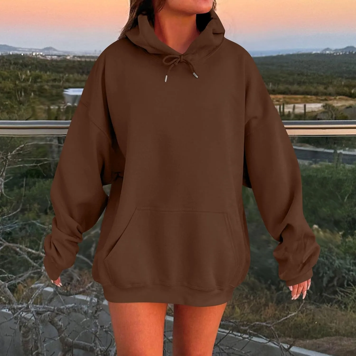 Womens Oversized Hoodies Long Sleeve Fleece Sweatshirts Drop Shoulder Pullover with Pocket 2024 Fall Y2k Clothes