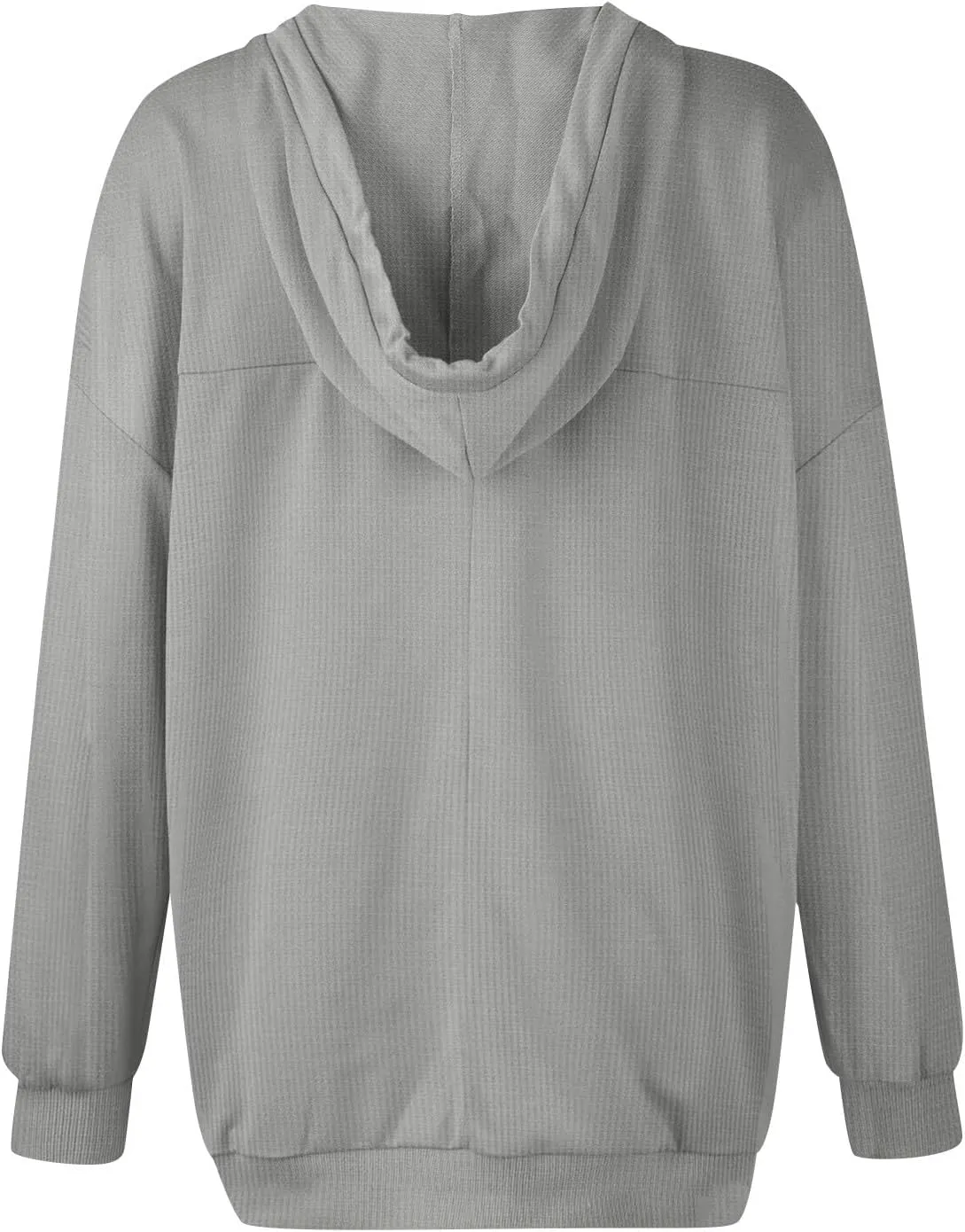 Womens Oversized Sweatshirt V Neck Hoodies Casual Drawstring Hooded Pullover Top Waffle Long Sleeve Workout Tops