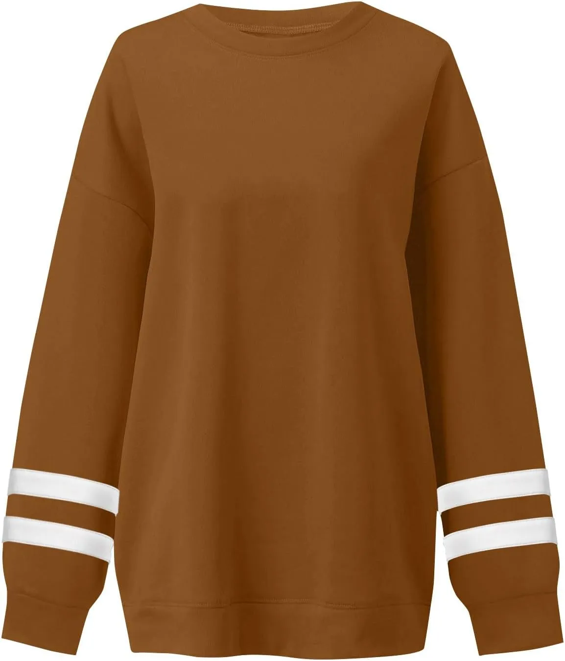Women's Sweatshirts Loose Casual Trendy Long Sleeve Striped Printed Crew Neck Oversized Sports Sweatshirt Plus Size, S-5XL