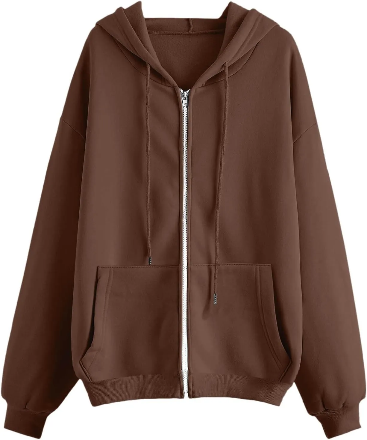 Womens Zip Up Hoodies Lightweight Fleece Jackets Oversized Long Sleeve Preppy Sweatshirt 2024 Fall Outfits Y2k Clothes